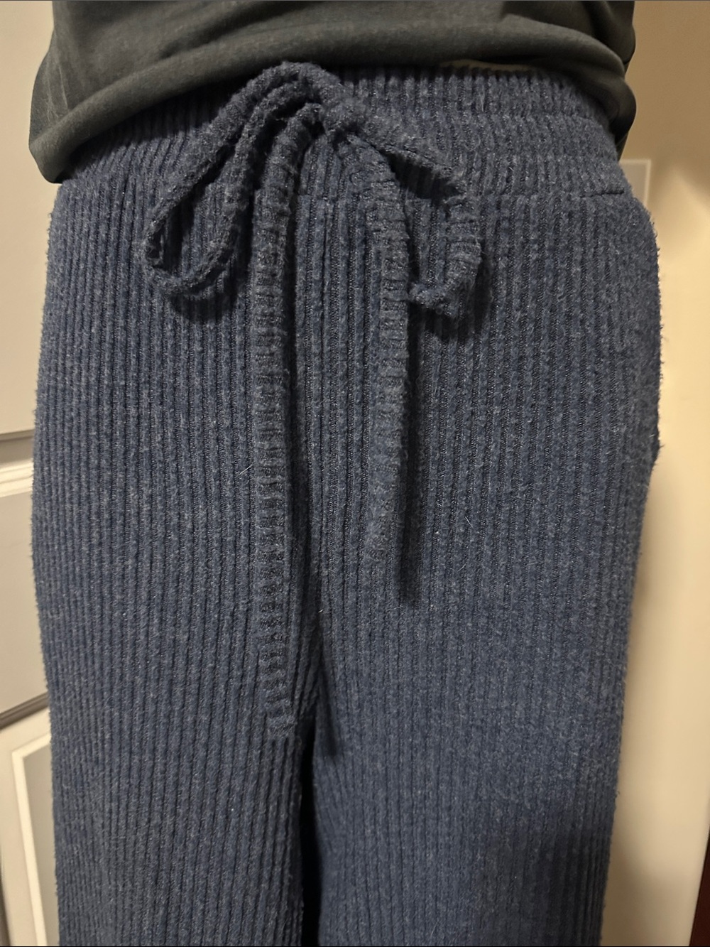 She + Sky Knit Ribbed Wide-Leg Women’s Capri Pants in Navy Size Medium - Picture 2 of 10